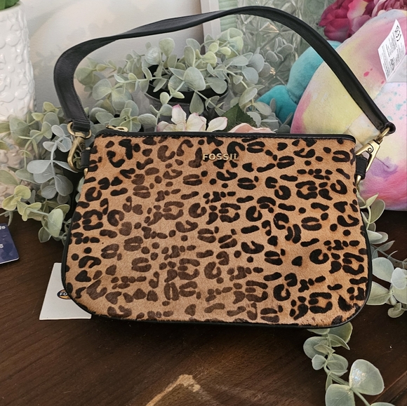 Fossil Handbags - NWT Fossil leopard calf hair shoulder bag